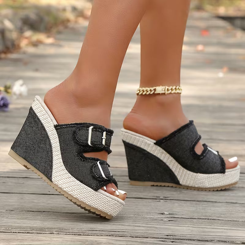 Atelier | Sandali con zeppa a bordo sfrangiato