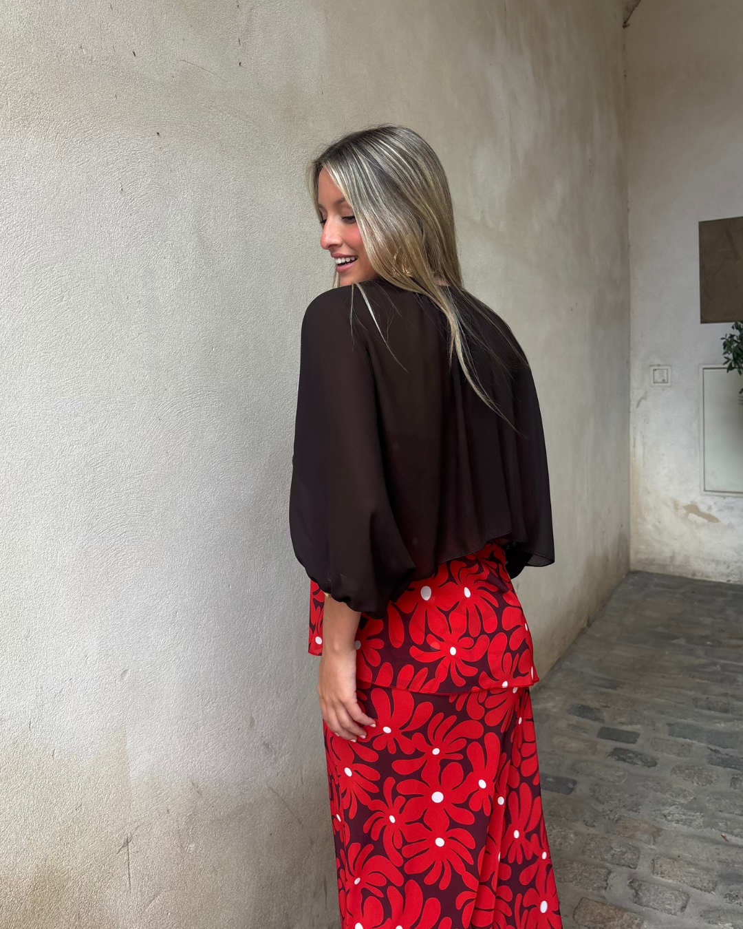 Abito lungo halter con stampa floreale