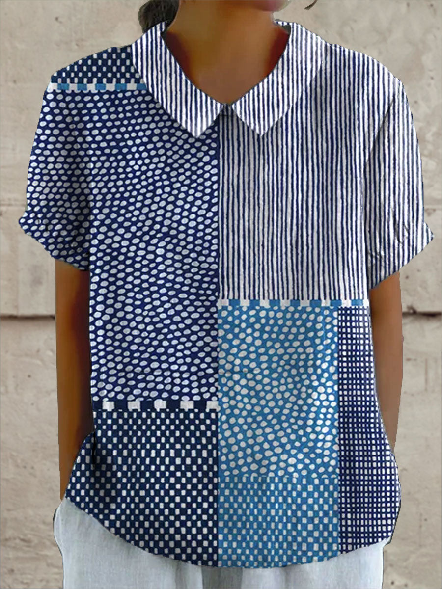 Ella | Blusa patchwork blu