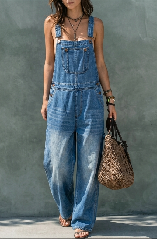 Harper | Tuta in Denim con Vita Elastico