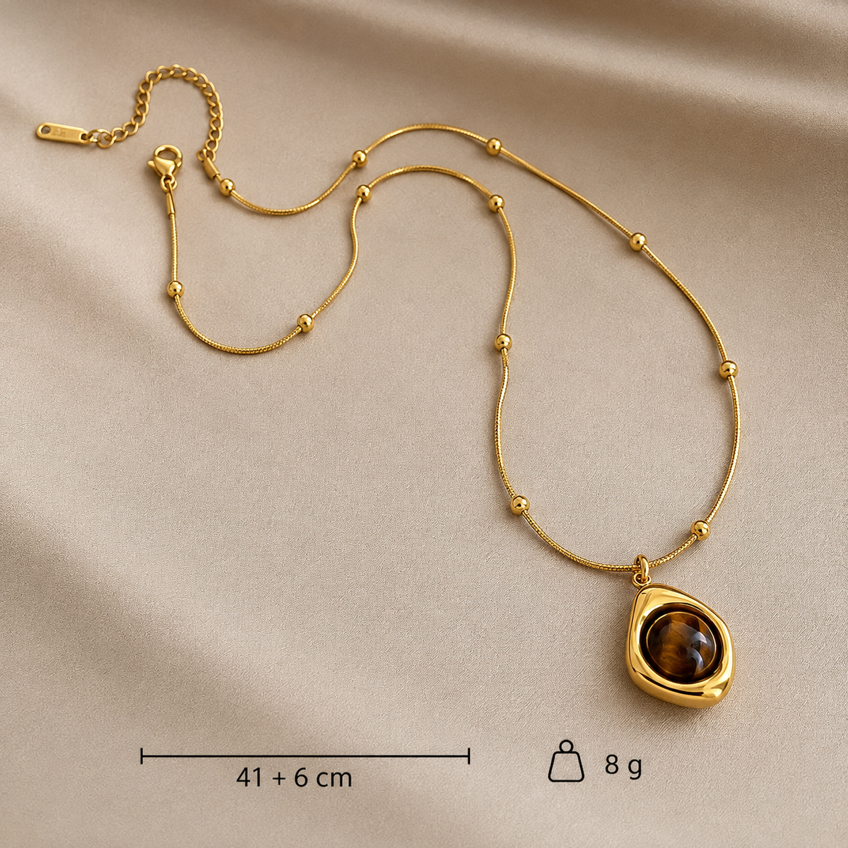 Collana Kaia a doppio strato con occhio di tigre