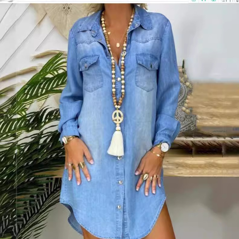 Donna | Abito Camicia Denim Casual Elegante