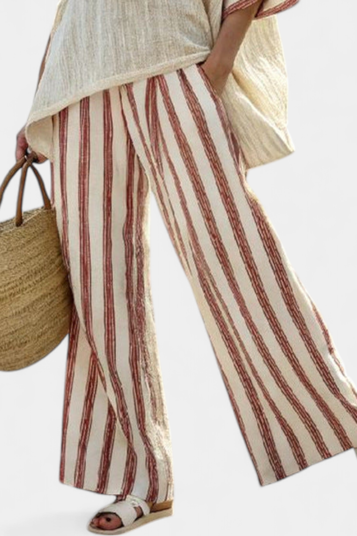 Brielle | Set di lino a righe rustiche