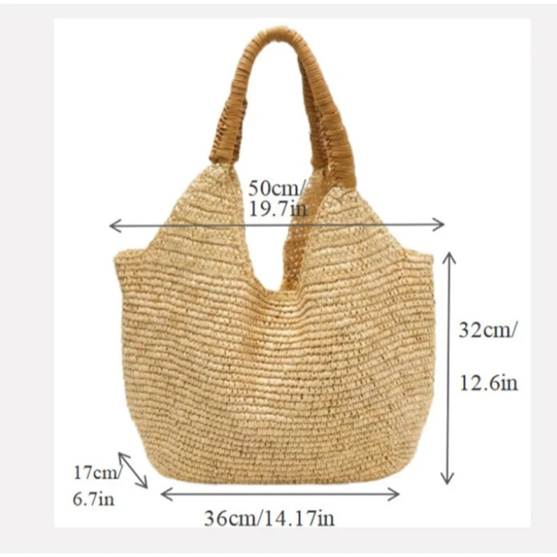 Catalina Borsa Tote in Raffia Intrecciata: Grande Capacità e Stile Naturale