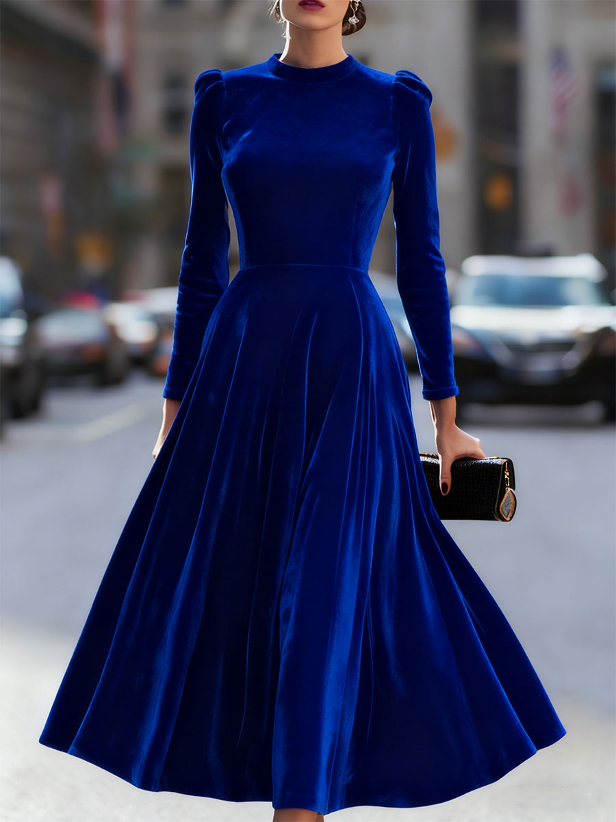 Abito velluto blu royal