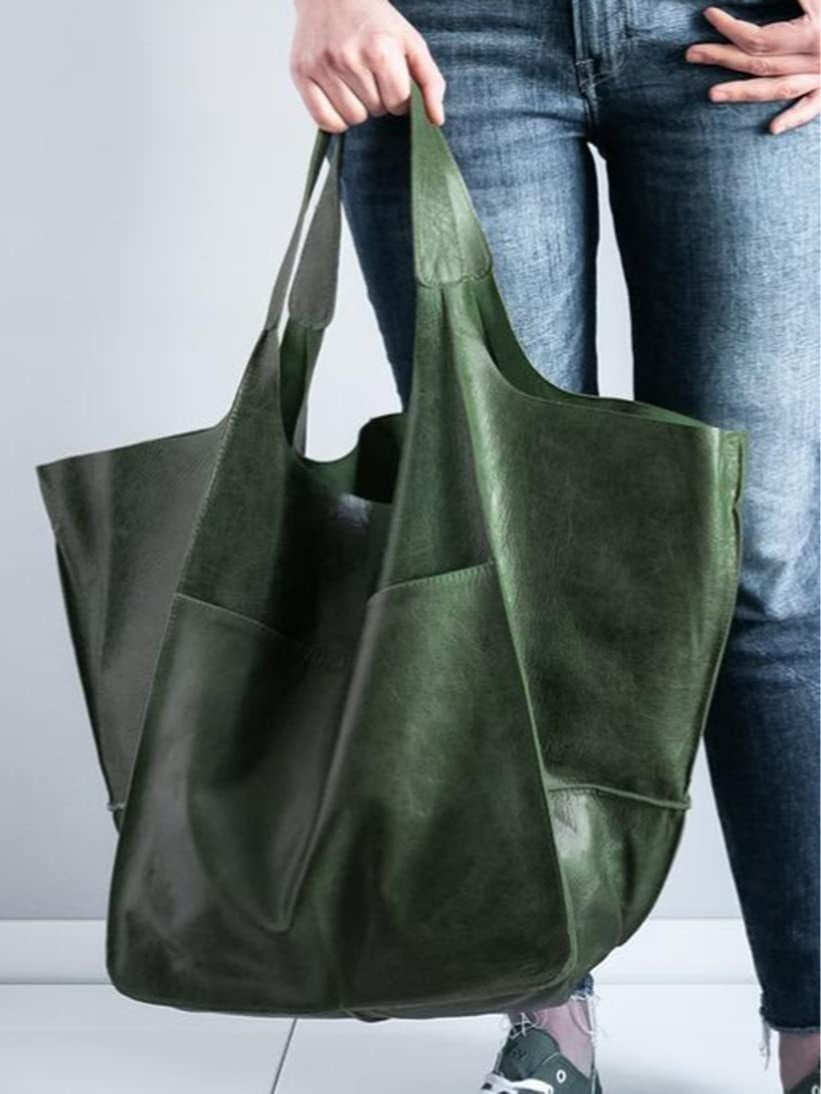 Borsa a spalla chic in pelle morbida, di grandi dimensioni, con ampia capacità