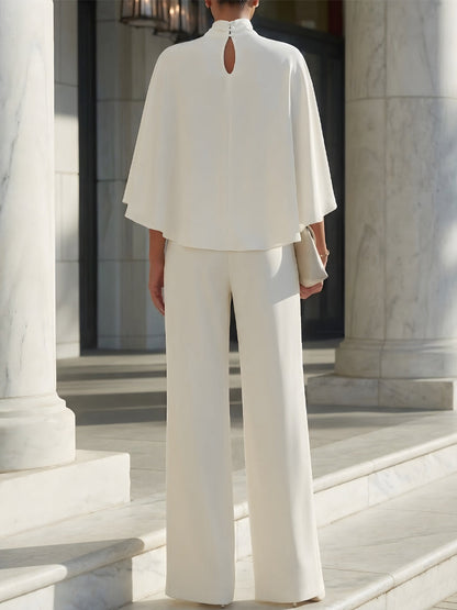 Completo Blusa con Maniche a Mantella e Pantaloni con Spacco