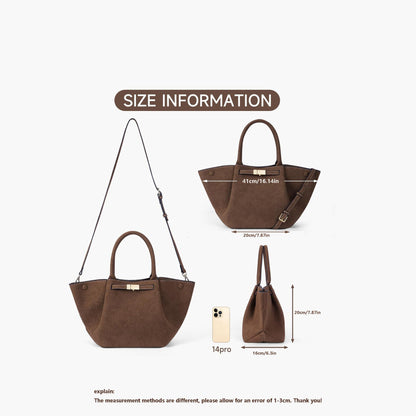 Borsa tote intramontabile in stile vintage con pelle scamosciata sintetica — stile quotidiano senza sforzo e versatilità