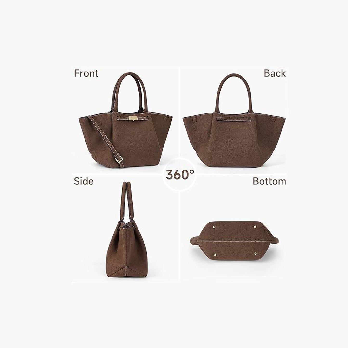Borsa tote intramontabile in stile vintage con pelle scamosciata sintetica — stile quotidiano senza sforzo e versatilità