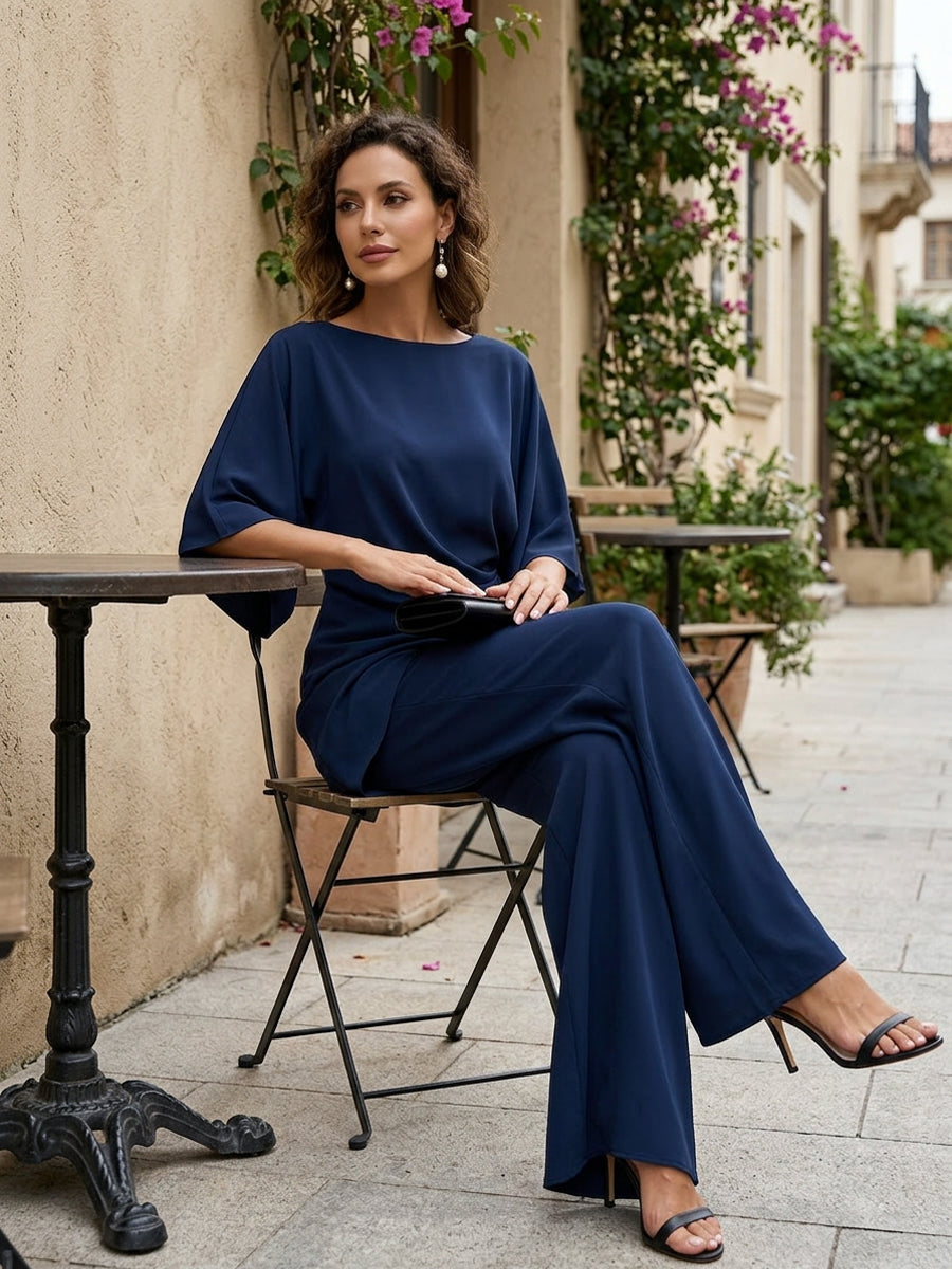 Set Lucretia™ con pantaloni a gamba larga asimmetrici drappeggiati