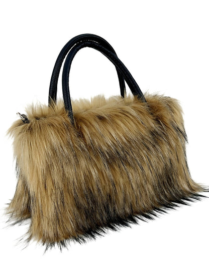 Borsa a tracolla chic con dettaglio a catena e bordo in pelliccia di lusso