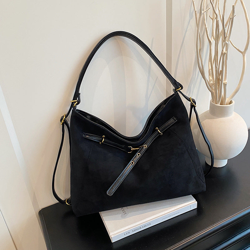 Borsa a tracolla multifunzionale in pelle scamosciata vintage di lusso