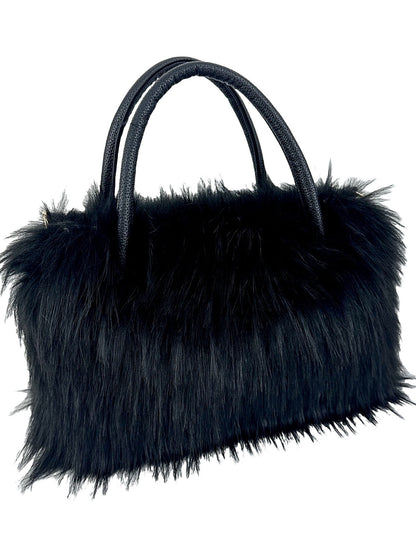Borsa a tracolla chic con dettaglio a catena e bordo in pelliccia di lusso