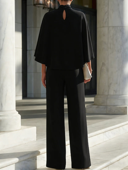 Completo Blusa con Maniche a Mantella e Pantaloni con Spacco