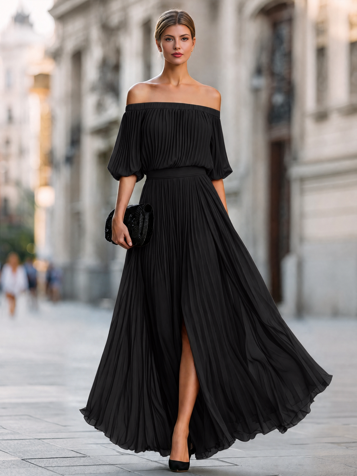 Abito chiffon nero