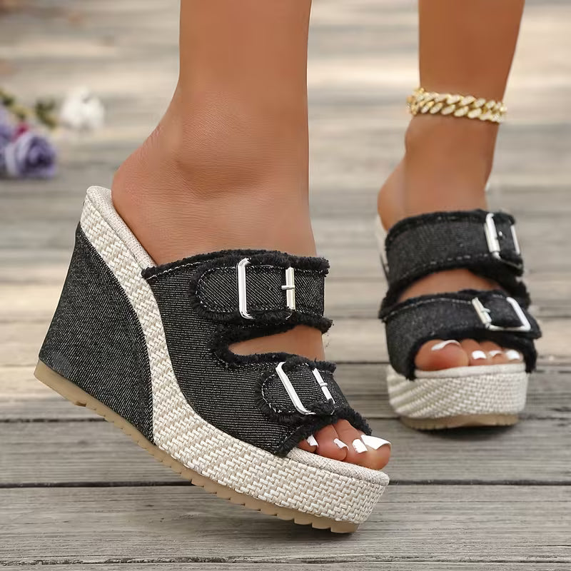Atelier | Sandali con zeppa a bordo sfrangiato