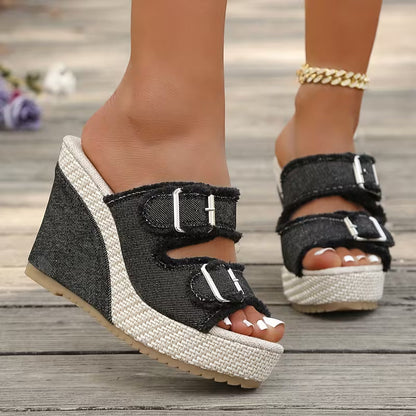 Atelier | Sandali con zeppa a bordo sfrangiato