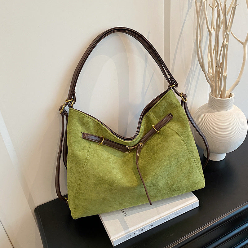 Borsa a tracolla multifunzionale in pelle scamosciata vintage di lusso