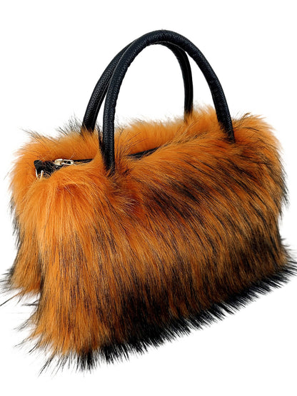 Borsa a tracolla chic con dettaglio a catena e bordo in pelliccia di lusso
