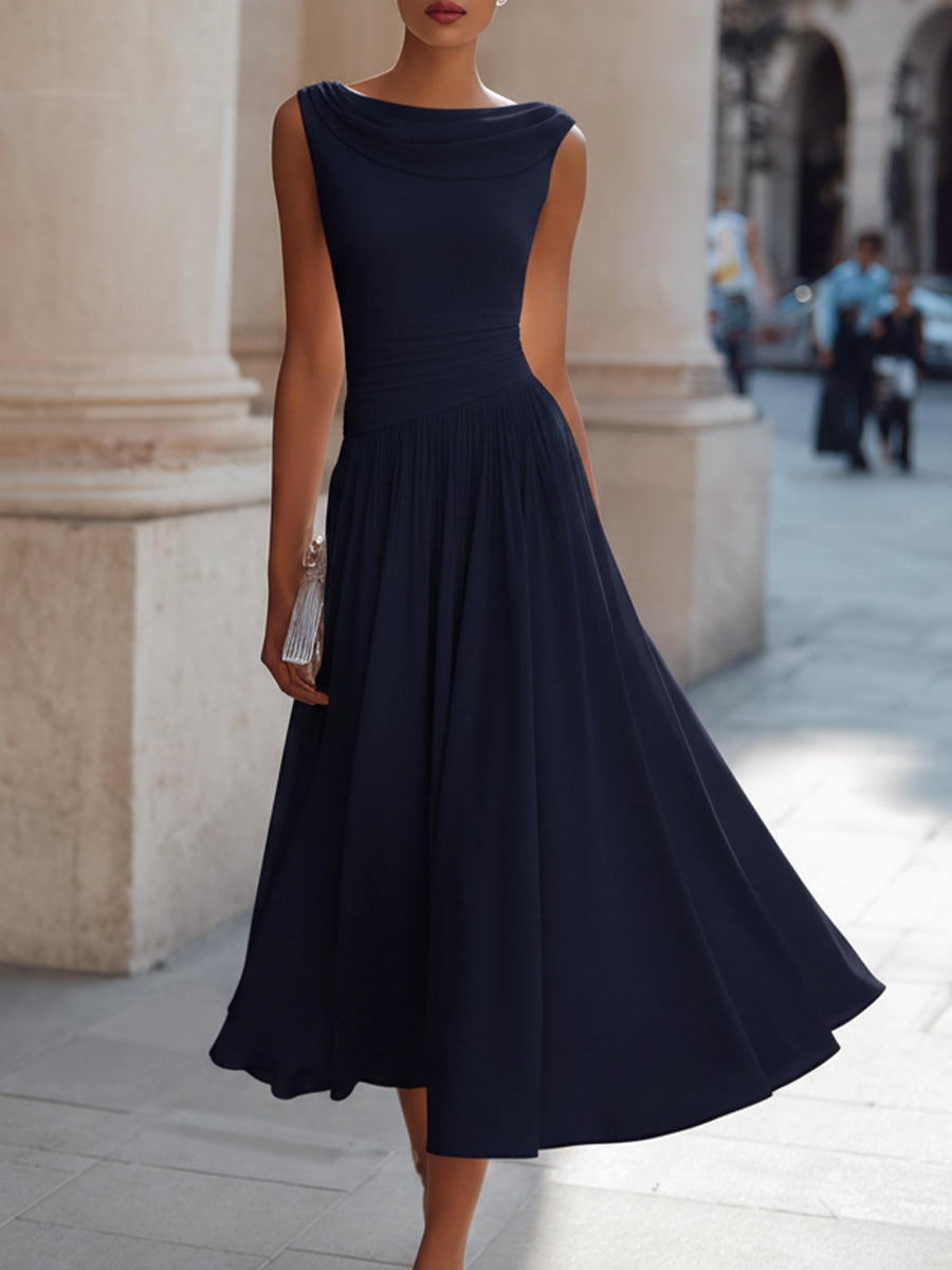 Abito plissettato blu navy