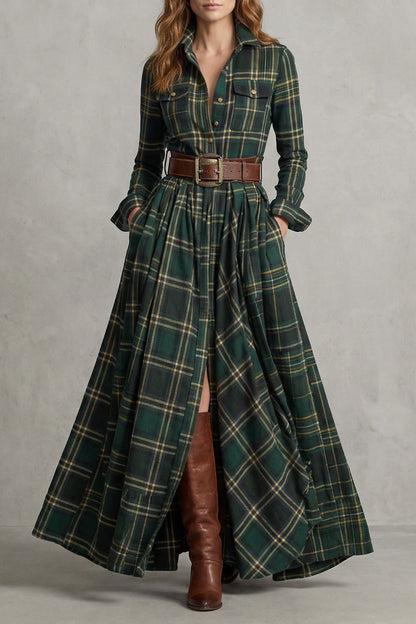 Velerine – Fascino d'Altura – Abito Camicia Maxi a Quadri con Cintura