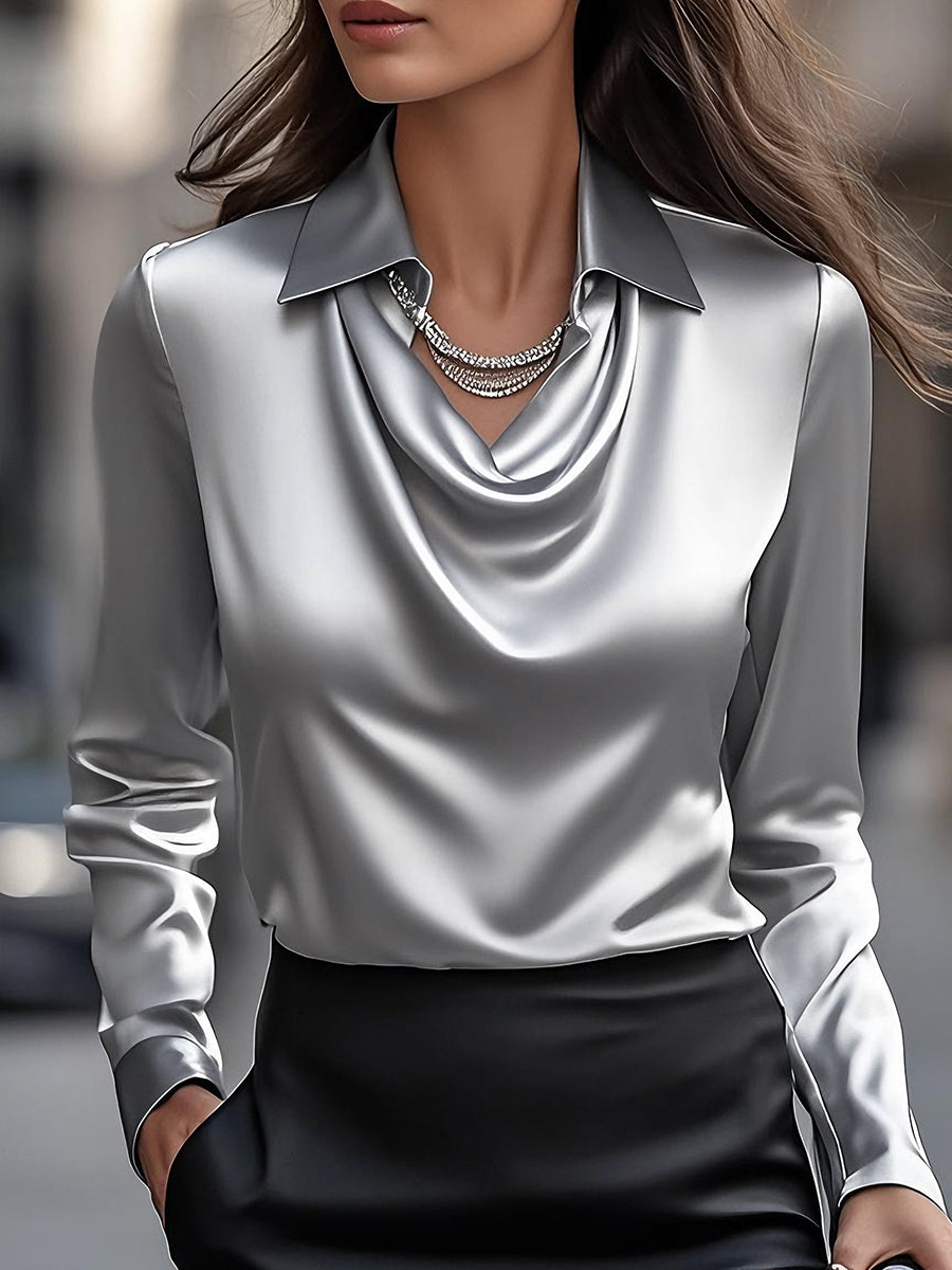 Blusa in raso grigia