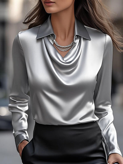 Blusa in raso grigia