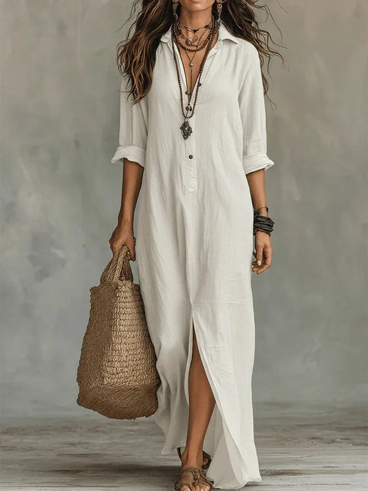 Celine™ | Black Maxi Dress with Buttons