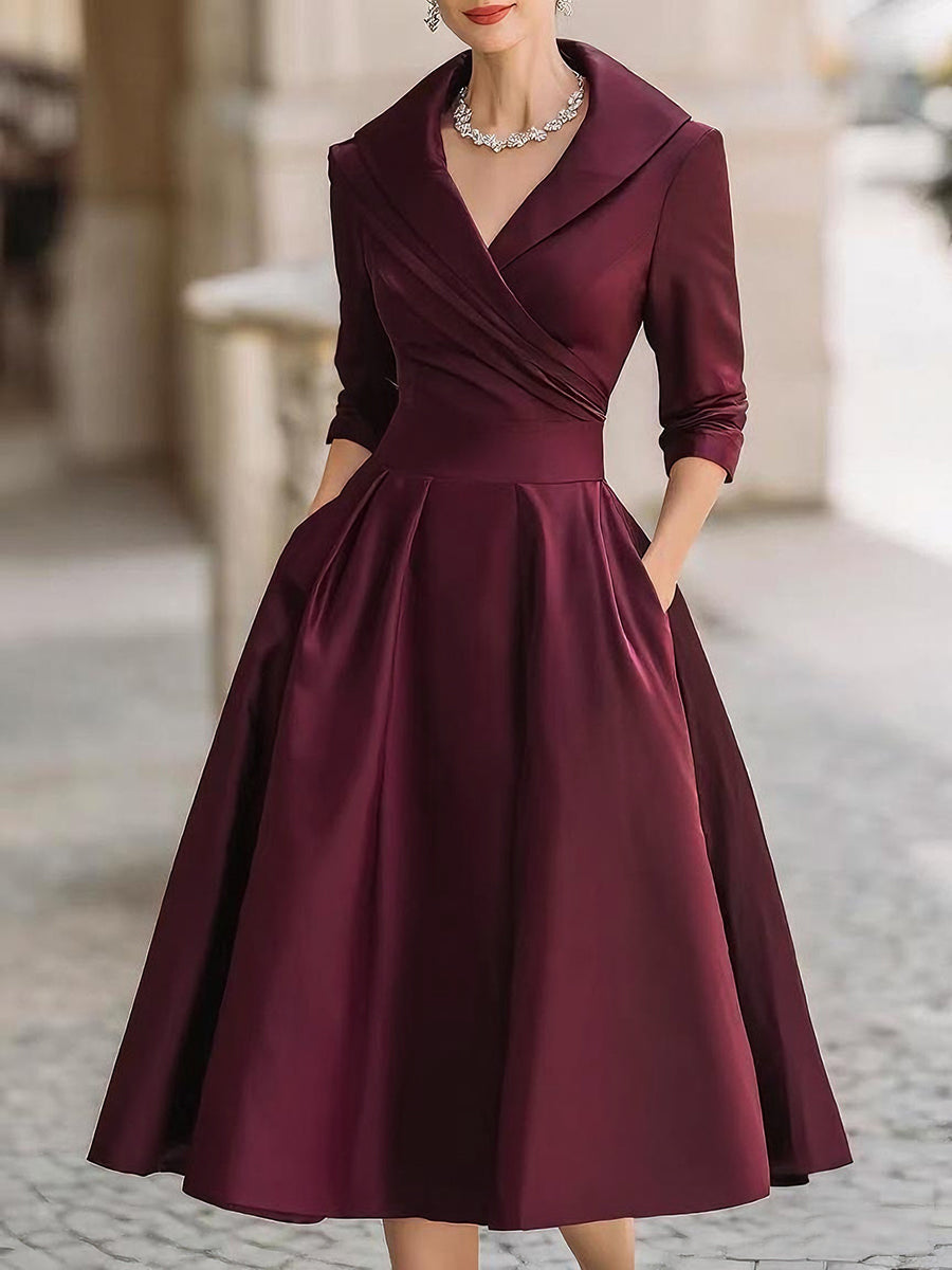 Abito midi in raso vino