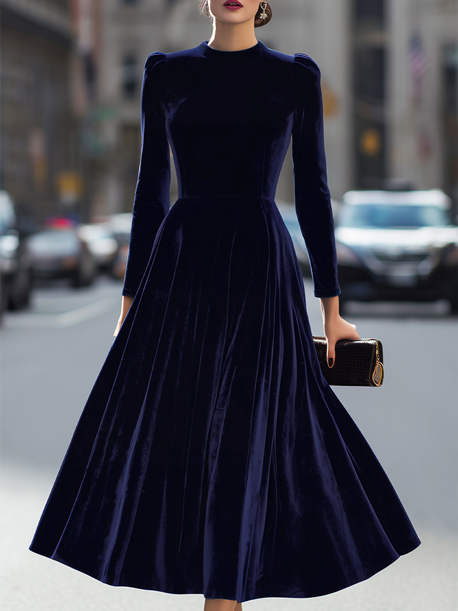 Abito velluto blu navy