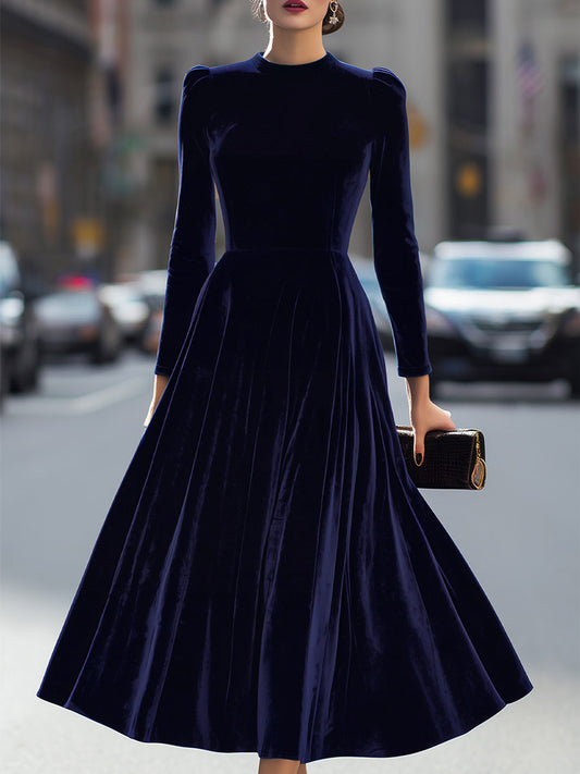 Abito velluto blu navy