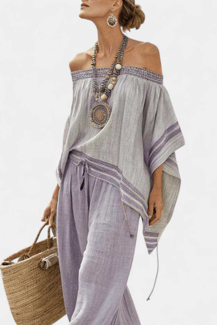Zandrel | Elegante set in lino off-shoulder