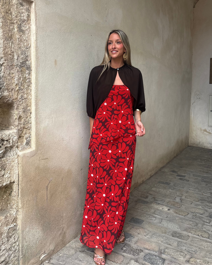 Abito lungo halter con stampa floreale
