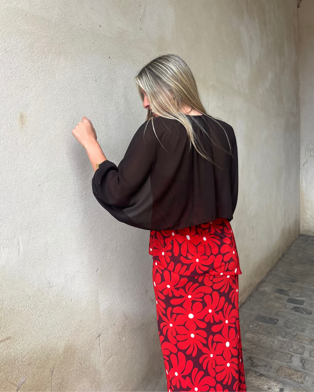 Abito lungo halter con stampa floreale