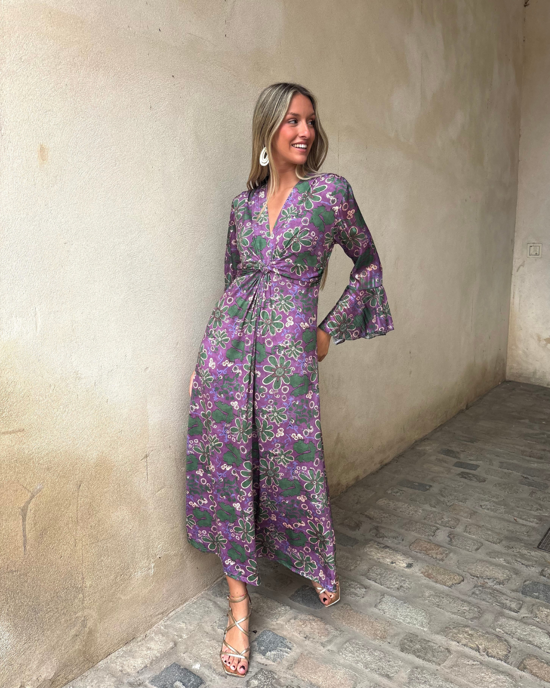 Abito lungo con stampa floreale vintage