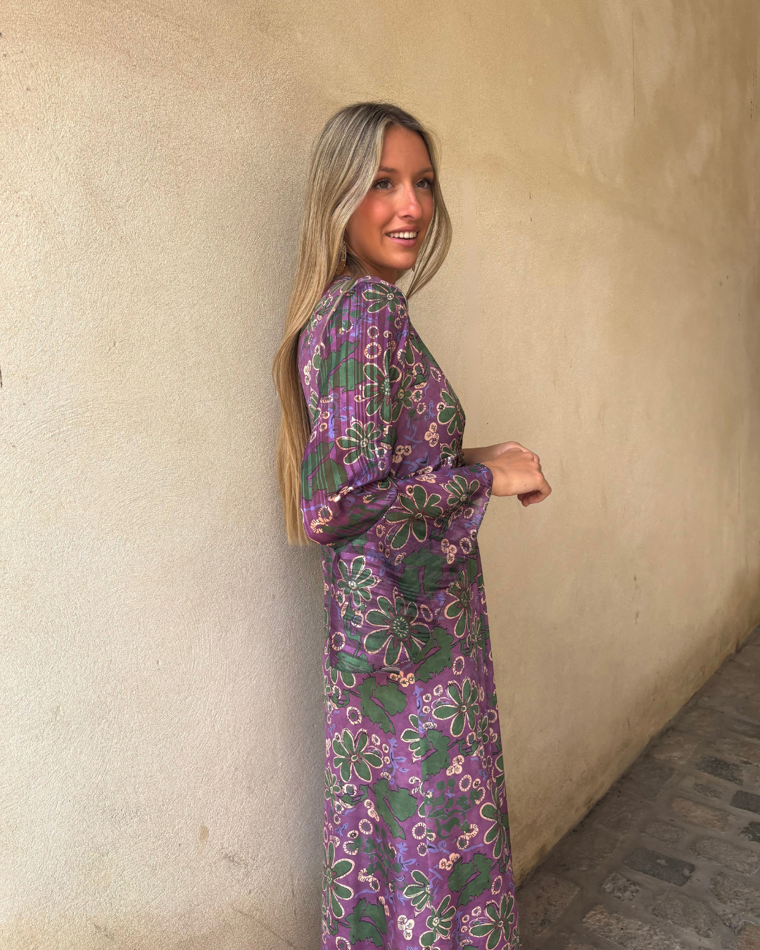 Abito lungo con stampa floreale vintage