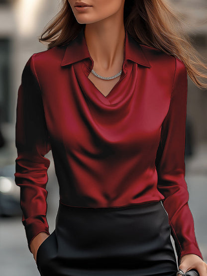 Blusa in raso bordeaux
