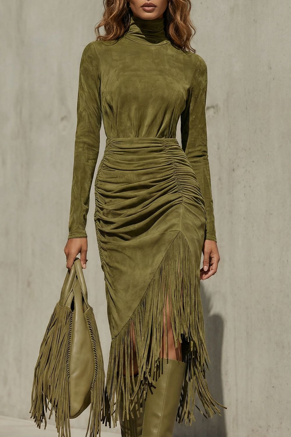 Soléna – Abito Midi con Dettaglio di Orlo Ruffle