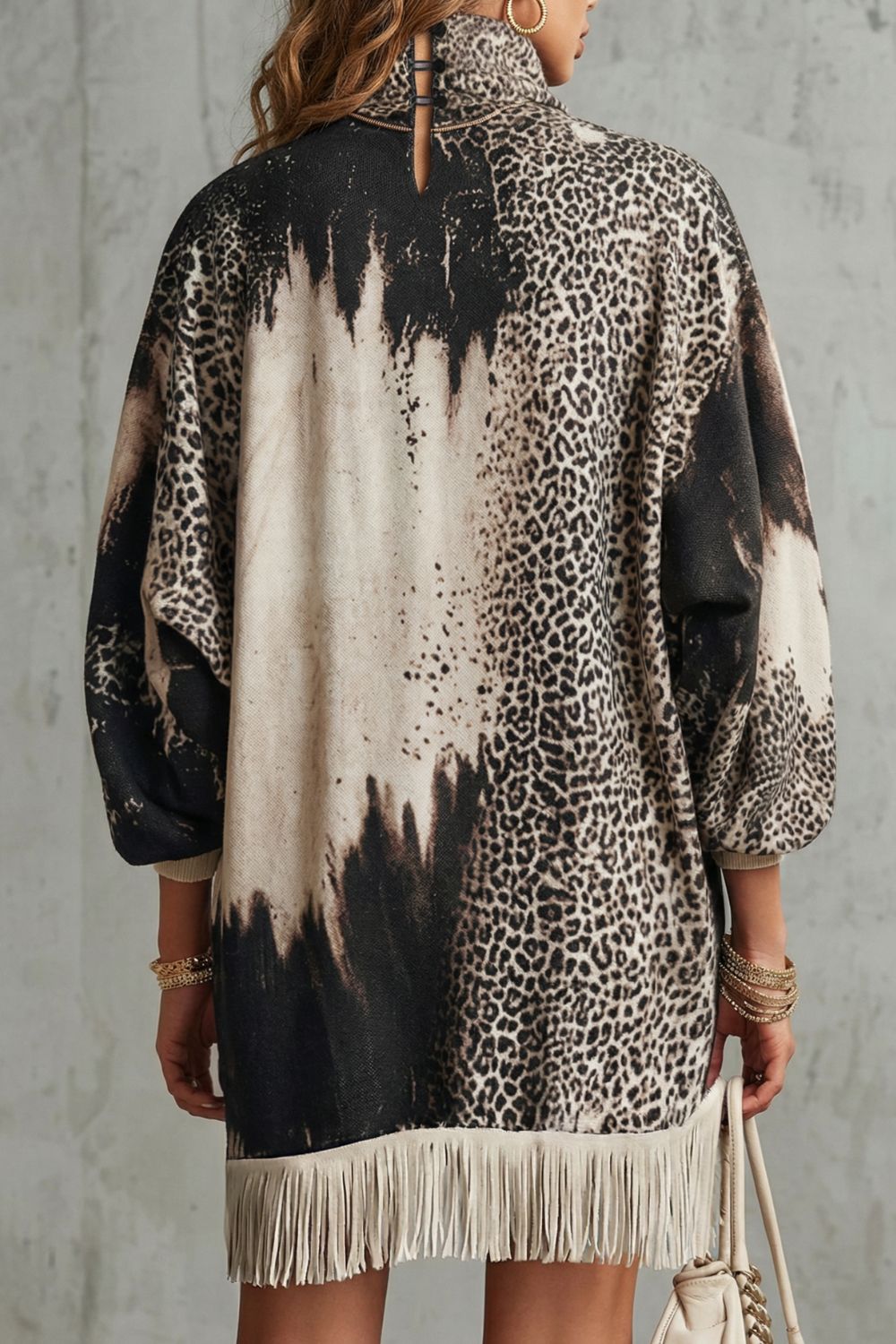 Solenne – Mini Abito con Stampa Leopardo e Frange