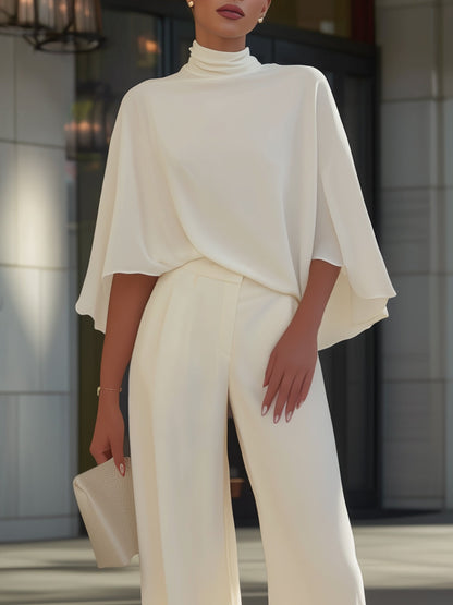 Completo Blusa con Maniche a Mantella e Pantaloni con Spacco