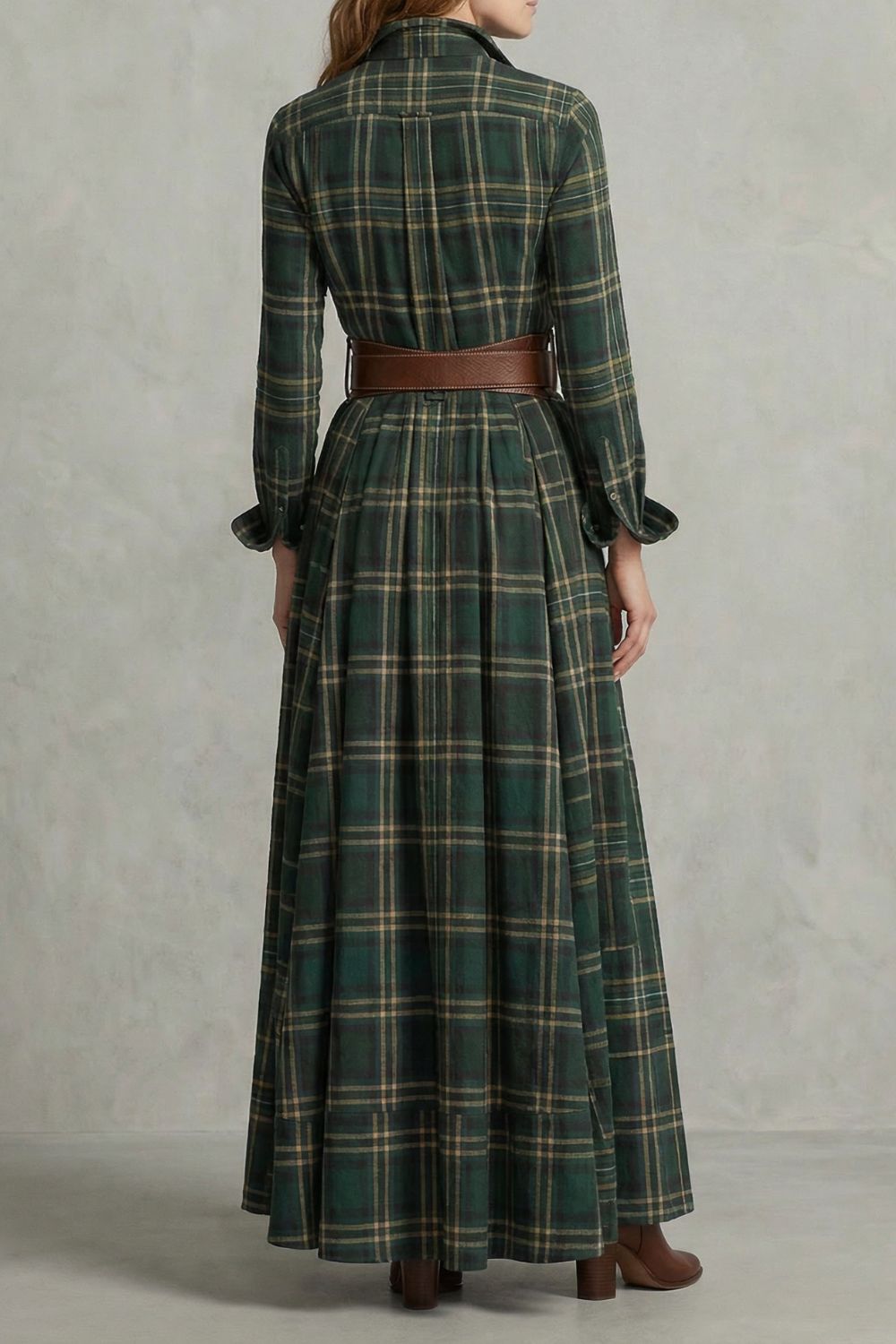 Velerine – Hoogland Charme – Abito Camicia Maxi a Quadri con Cintura