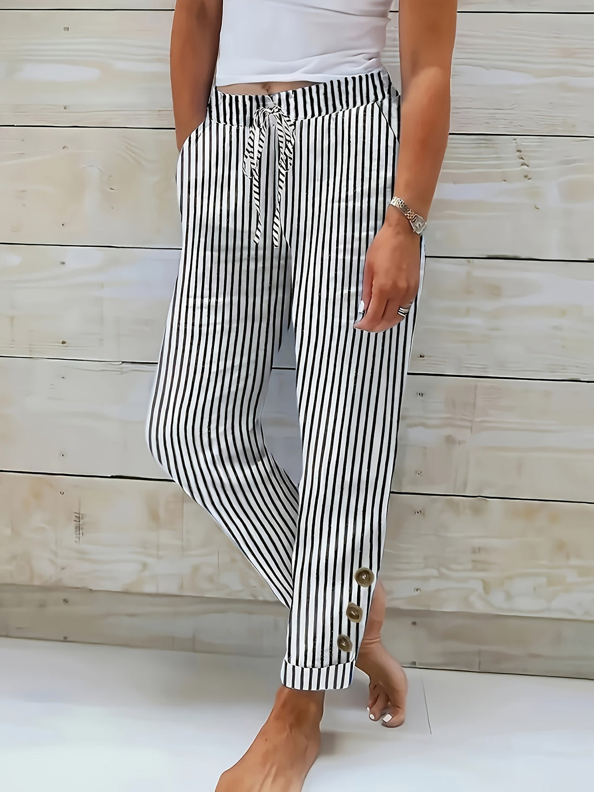 Raquelle - Pantaloni Casual a Righe