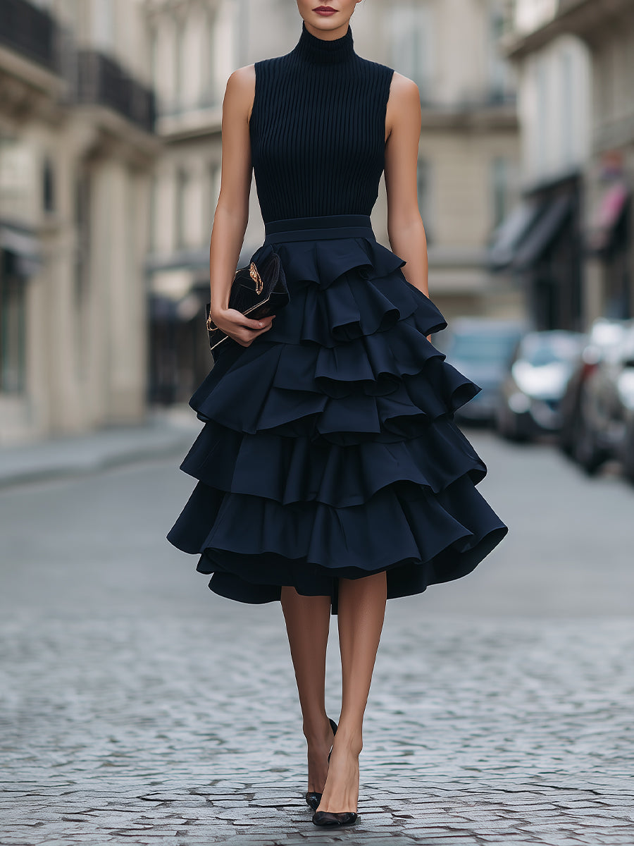Abito balze blu navy