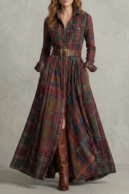 Velerine – Fascino d'Altura – Abito Camicia Maxi a Quadri con Cintura