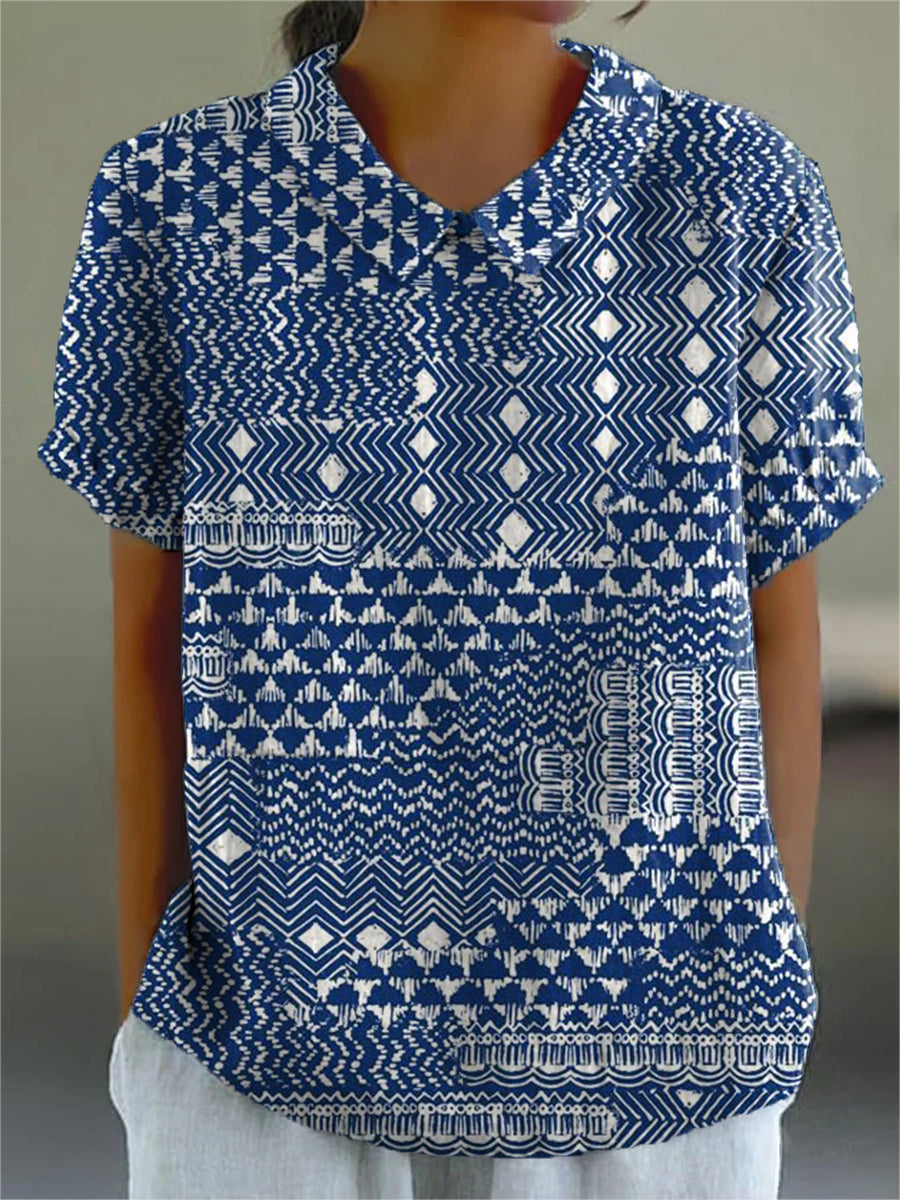 Zara | Blusa blu con stampa tribale