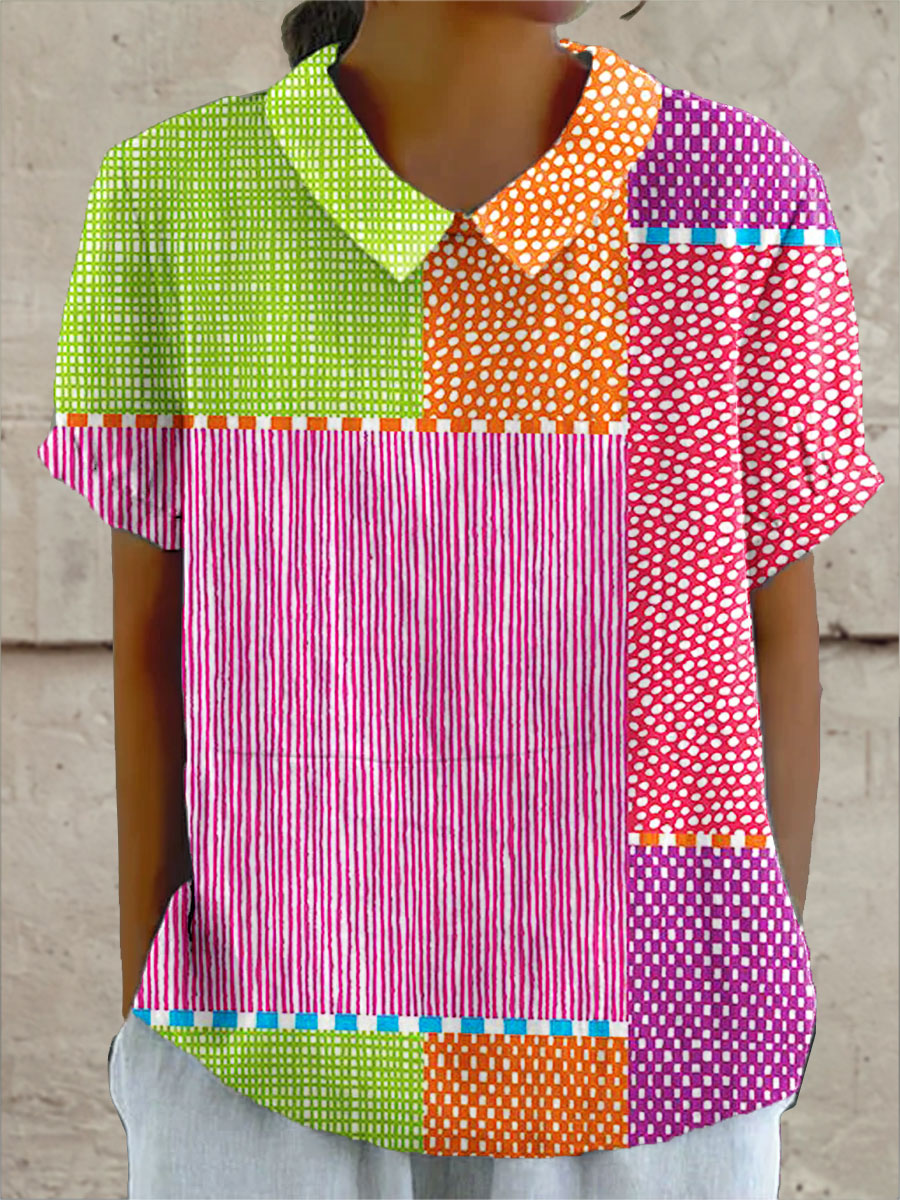 Zoe | Blusa patchwork colorata