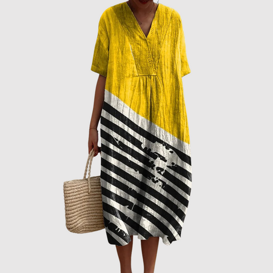 Daisy | Abito Midi a Strisce e Sole