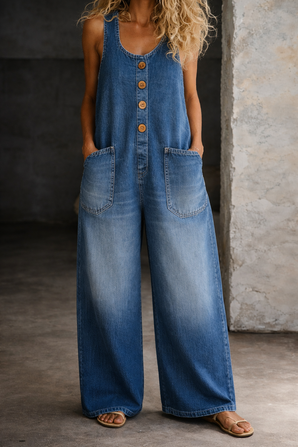 Saylor | Salopette in Denim di Cotone Lavato Vintage