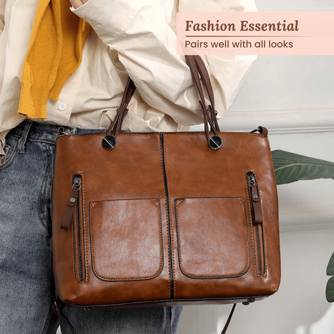 Borsa a tracolla con tasche multiple di Caterina