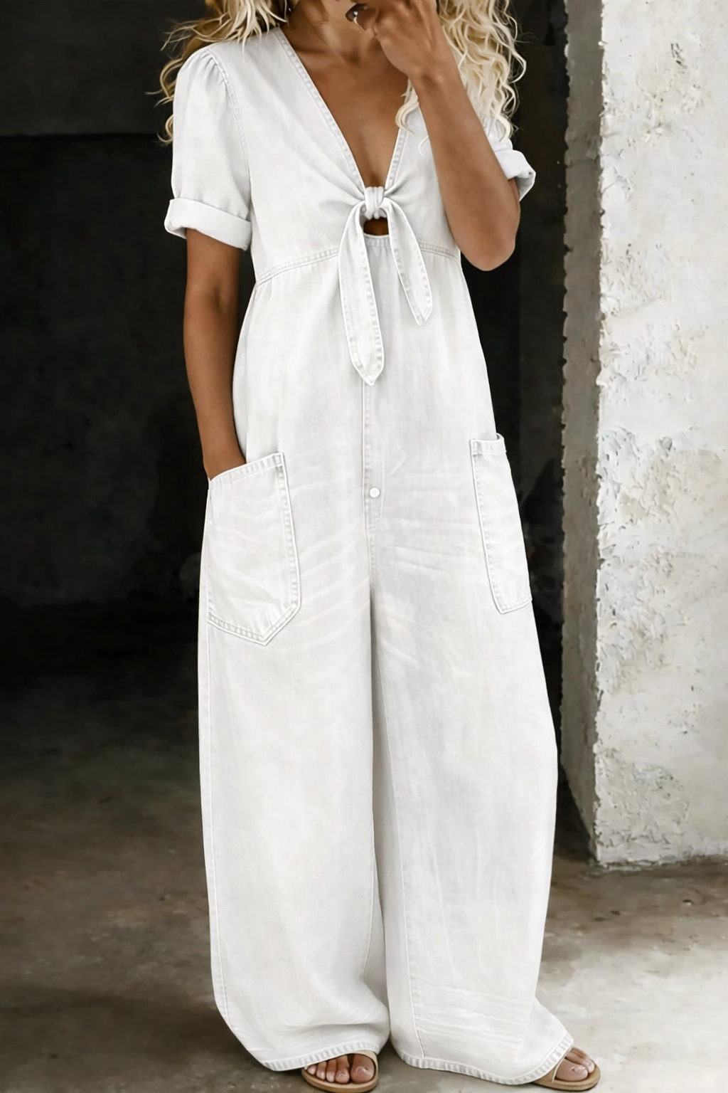 Maya™ | Tuta in denim con scollo a V